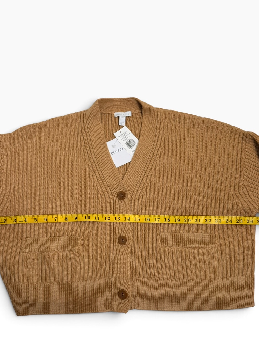 NWT Beyond Yoga Large Camel Ribbed Cardigan Quiet Luxury Minimalist Oversized - Picture 6 of 11
